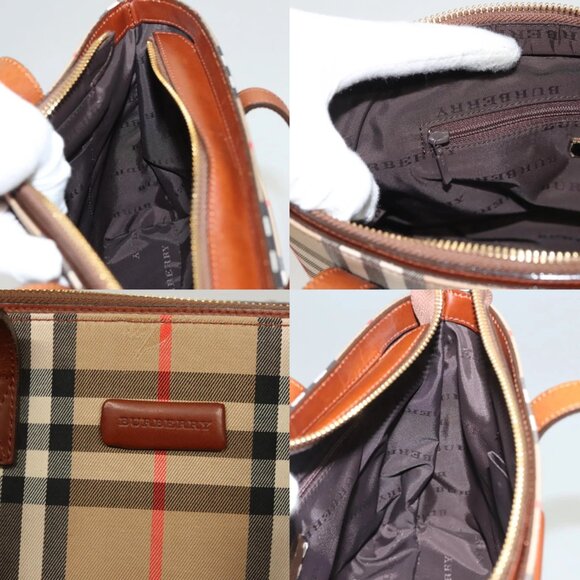 BURBERRY Nova Check Tote Bag Canvas Beige Gold Auth - Picture 13 of 15